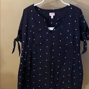 Navy Blue Short Sleeve Blouse